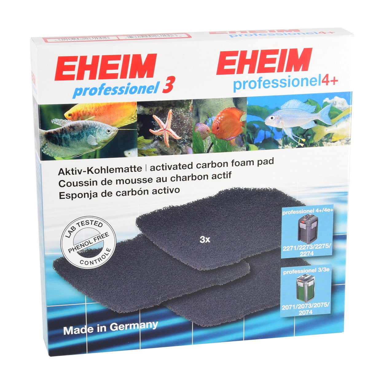 New*Replacment EHEIM Classic 350 3x Activated Carbon Foam Pad*2628150 