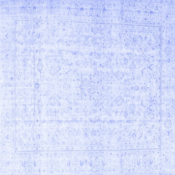 Ahgly Company Machine Washable Indoor Square Persian Blue Traditional Area Rugs, 3' Square