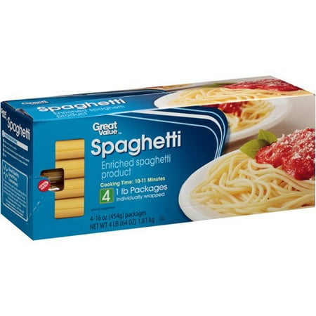 Great Value Spaghetti Pasta, 1 Lb, 4Ct