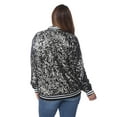 thumbnail image 2 of Women's Plus Size Sparkly Jacket Long Sleeve Zip Up Sequin Bomber Jacket Coat, White,X-Large, 2 of 5