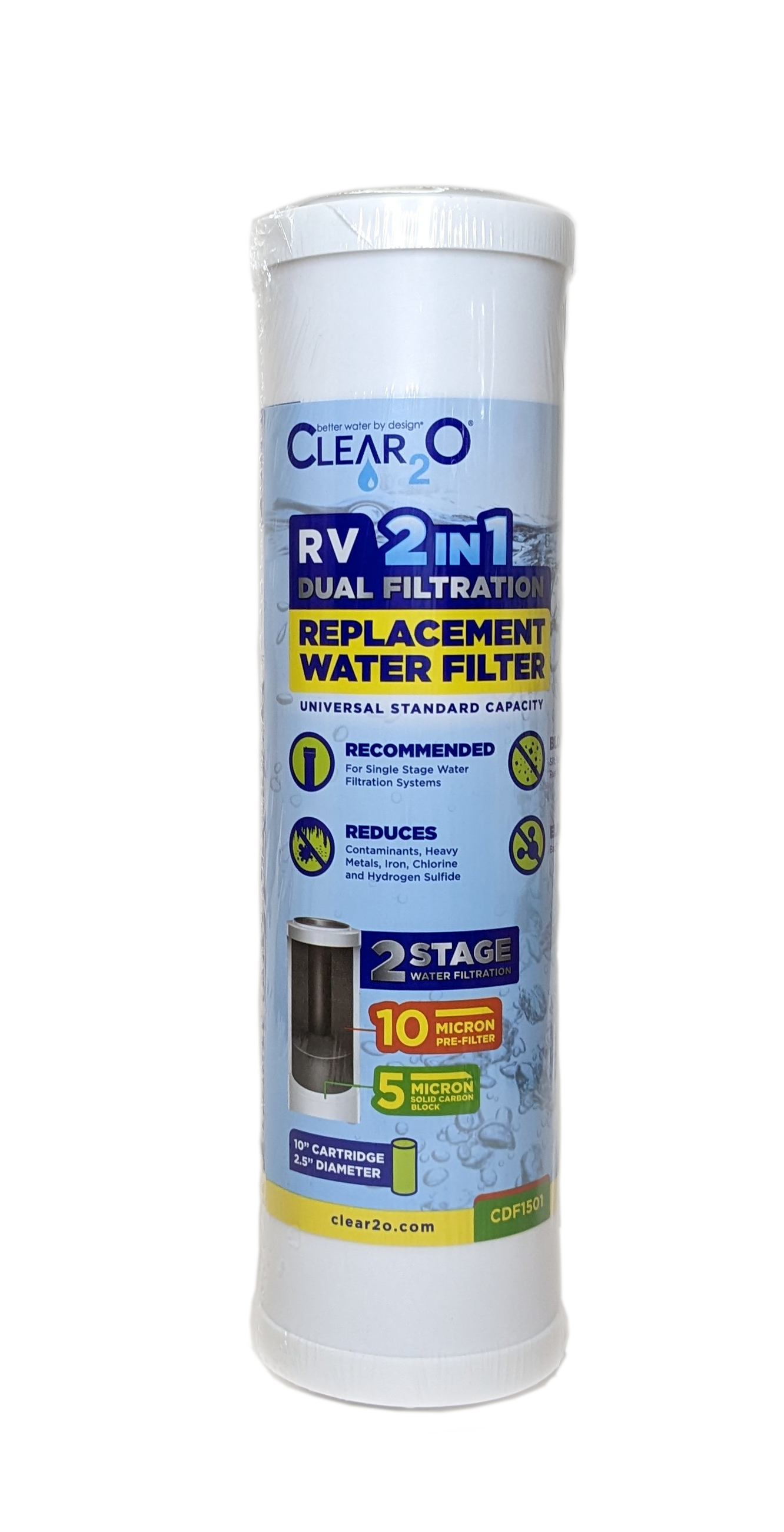 CLEAR2O® RV 2 IN 1 DUAL FILTRATION REPLACEMENT WATER FILTER CDF1501