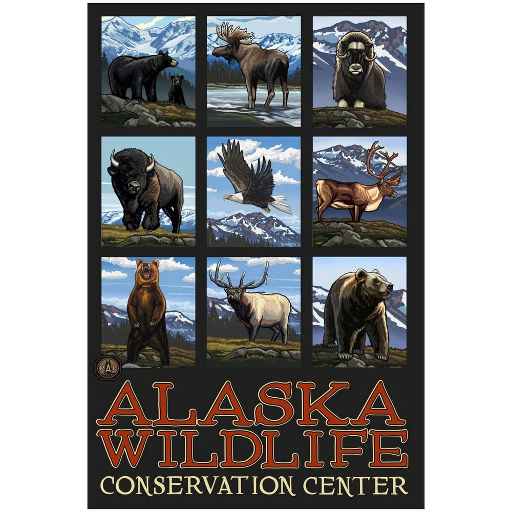 Alaska Wildlife Conservation Center Collage Giclee Art Print Poster by