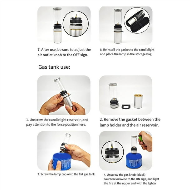 Luz de Velas de Gas para Exteriores, Tienda de Campaña Portátil, Lámpara de Gas A Prueba de Viento, Linterna de Luz de Velas de Gas Ajustable, Pieza de Camping