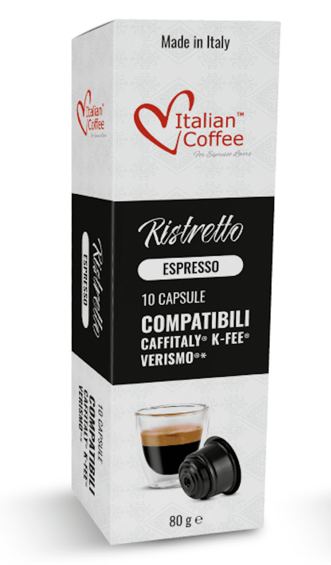 Italian Coffee Cremoso Espresso Medium Roast K-fee Capsules, 80 Ct (8 Boxes  of 10) 