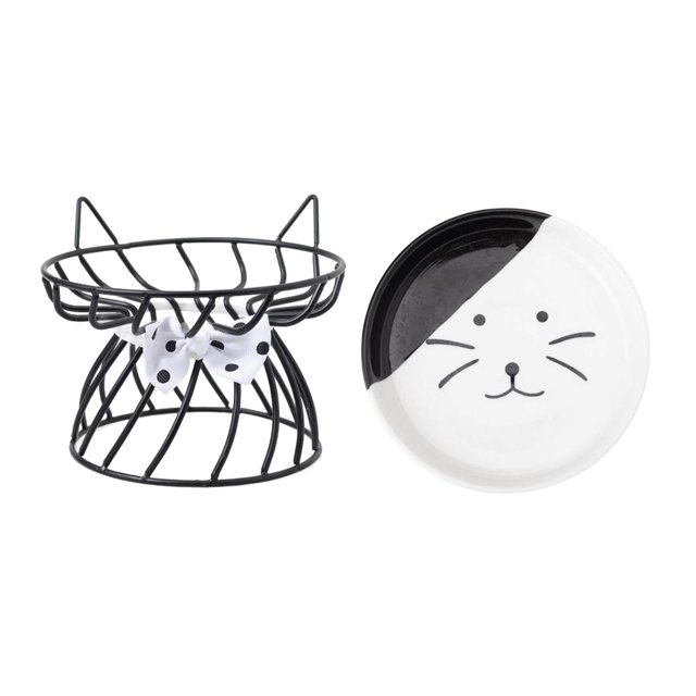 Platos para gatos, elevados para gatos Platos para mascotas con soporte de hierro,Pet Bow Feeder Cachorro,Tazones de comida elevados Platos de agua Gloria Platos para gatos