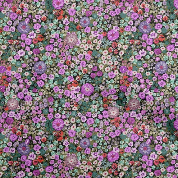 oneOone Georgette Viscose Black Fabric Asian Ditsy Flower Sewing Craft Projects Fabric Prints By Yard 42 Inch Wide