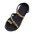 thumbnail image 2 of Viluyesy Women's Flat Sandals, Shiny Rhinestone Clip Toe Wide Width Spring Summer Fashion Beach Shoes Yellow, 2 of 7