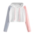 thumbnail image 1 of Plus Size Women Hooded Long Sleeve Color Block Sweatshirt Casual Comfortable Versatile Pullover Top, 1 of 3