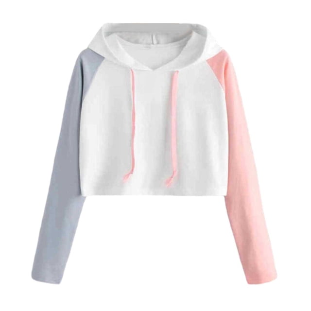 Plus Size Women Hooded Long Sleeve Color Block Sweatshirt Casual Comfortable Versatile Pullover Top