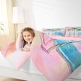 thumbnail image 3 of jejeloiu Watercolor Palm Beach Full Size Comforter Sets For Girls,Pastel Coastal Art Bedding Comforter Set,Pink Blue,Pink Reversible,3-Piece,1 Comforter and 2 Pillowcases, 3 of 7