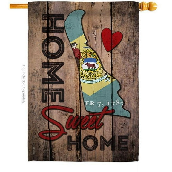 Ornament Collection H191154-BO 28 x 40 in. State Delaware Home Sweet American State Vertical House Flag with Double-Sided Decorative Banner Garden Yard Gift