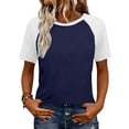 thumbnail image 2 of Tops For Women Trendy Spring Summer Casual Color Block Short Sleeved Top And Womens Blouses Loose Fit Fashion Tee Women's Clothing Womens Summer Tops, 2 of 9