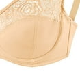 thumbnail image 2 of Comfort Bras for Women Wirefree Solid Lace Lingerie Bras Plus Size Underwear Bralette Bras Comfortable Bra V-Neck Lace Bra Feature Hook and Eye Closure Push-up Bra Style Y-155 , Khaki L, 2 of 3