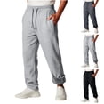 thumbnail image 3 of Mens Wide Leg Sweatpants Fleece Drawstring Elastic Waist Joggers with Zip Pockets Warm Winter Solid Color Workout Casual Lounge Pants, 3 of 6