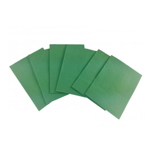 BRITEDENT GREEN 13" X 18" Patient Towels - Bibs- Napkins 2 ply Tissue   1 ply Poly. (125 bib Package)