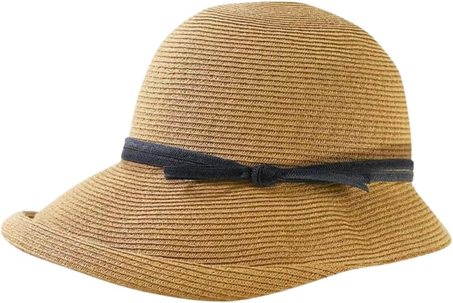 Kukuzhu Straw Bonnet Hat for Women, Wide Brim Foldable Packable Sun Bucket Hat UPF50+ Summer Beach Cap for Travel Outdoor