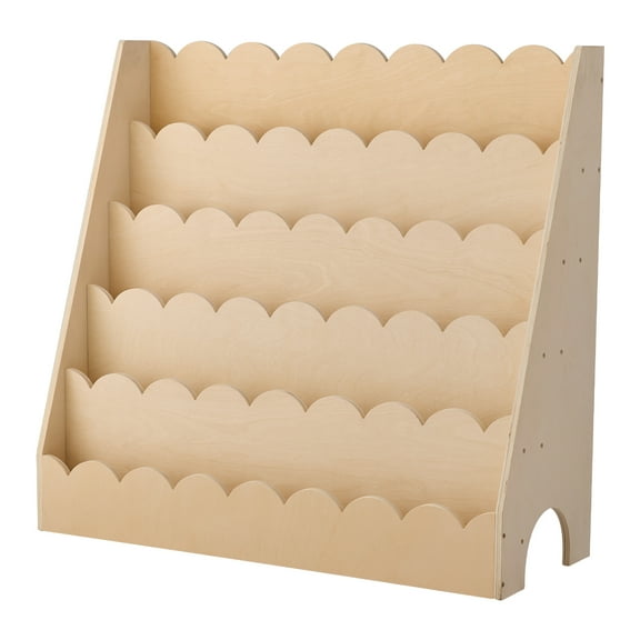 KFFKFF 5-Tier Kids Bookshelf, Wooden Toddler Bookcase with Scalloped Design, Ideal for Kids' Rooms, Living Rooms, Entryways, Nurseries