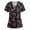 Black, variant on Women's Printed Scrub Top with Pockets, V-Neck Lace-Up Short Sleeve Medical Uniform, Heart Pattern Work Shirt