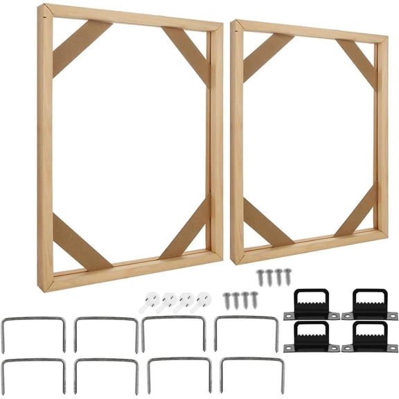 2 Set DIY Solid Wood Canvas Frame Kit, 16X20 Inch Canvas Frame Stretcher Bars Wood for Oil Paintings, Prints and Posters Easy Install