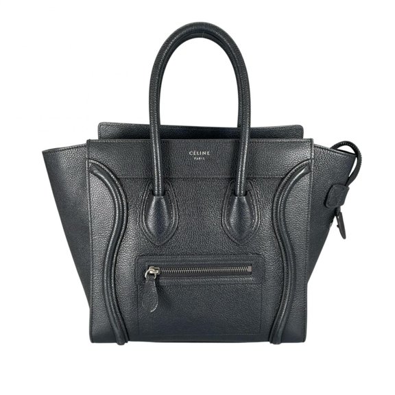 Pre-Owned CELINE Luggage Micro Shopper S-AI-4168 Handbag Leather Black Women's