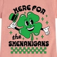 thumbnail image 3 of Instant Message - Here For The Shenanigans  - Toddler & Youth Girls Short Sleeve Graphic T-Shirt, 3 of 7