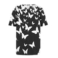 thumbnail image 3 of Uootdi Womens Tops Short Sleeve Crewneck Polka Dot Floral Print Tees Button Decor Soft Comfy Summer Shirts Gift, 3 of 5
