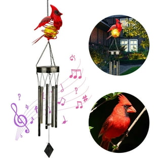 lar Cardinal Red Bird Wind Chime LED Lights Spinners Spiral String