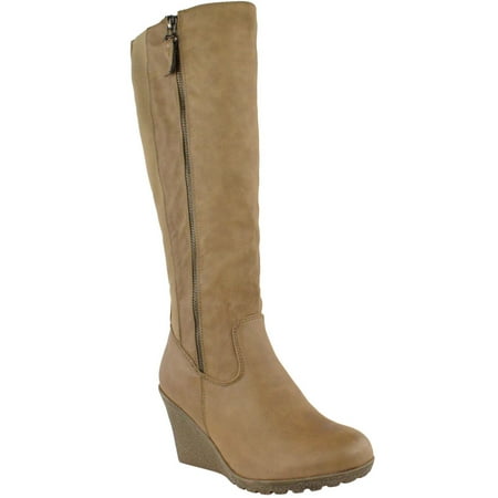 

Fashion Thirsty Womens Ladies Mid Calf High Wedge Heel Boots