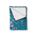 thumbnail image 2 of Japanese Soft Flannel Fleece Blanket, Spring Season Culture Sakura Bloom Design Marine Toned Ombre Background, Cozy Plush for Indoor and Outdoor Use, 70" x 90", Petrol Blue Pale Pink, by Ambesonne, 2 of 5