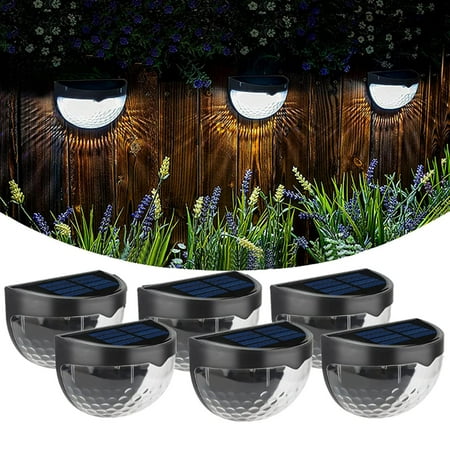 

6 Pack Solar Fence Lights Deck Lights Solar Outdoor Waterproof Fence Lighting for Fence Deck Step Floor Post Wall Black Shell