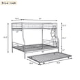 thumbnail image 3 of Kumix Bunk Bed with Trundle, Full XL over Queen Bunk Bed with Full Length Guardrail and Ladder for Teens, Metal Bunk Bed Can Convertible into 2 Beds, 3 in 1 Bunk Bed, Noise-Free, Silver, 3 of 7