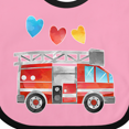 thumbnail image 4 of Inktastic Valentine's Day Fire Truck with Hearts Boys or Girls Baby Bib, 4 of 4