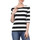 thumbnail image 2 of Camisetas de rayas para mujer Inspire Chic, corte ajustado, mangas de codo, cuello barco, talla XS, negro y blanco, 2 of 7