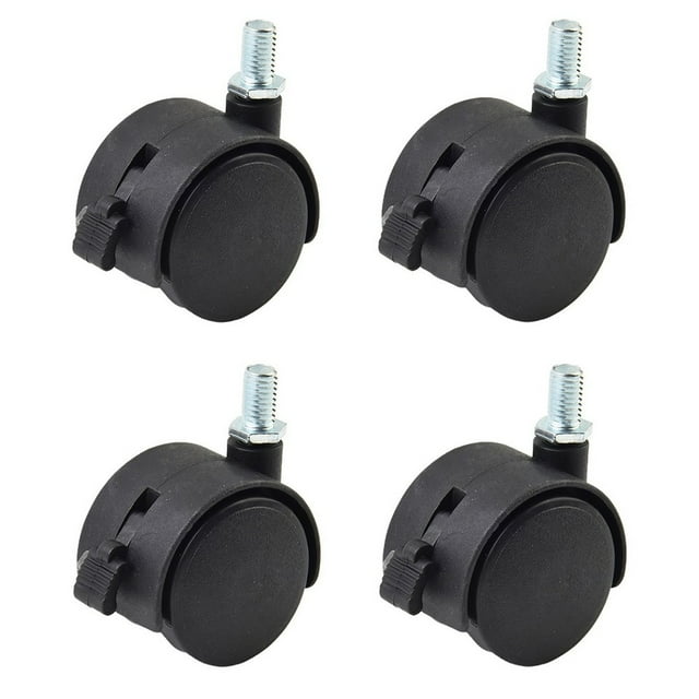 Roues Pivotantes en Nylon Noir avec Tige Filetée M8, Ensemble de Quatre
