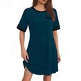 thumbnail image 2 of BiZtdJrK Nightgowns for Women Short Sleeve Crewneck Sleepshirts with Chest Pocket Cotton Soft Comfy Pajama Dress, Army Green, S, 2 of 8