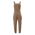 thumbnail image 4 of Liacowi Women Solid Color Jumpsuit with Waistband Square Collar Sleeveless Overalls Loose Bib Pants Plus Size S-3XL, 4 of 9