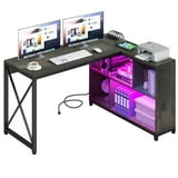 Dextrus L Shaped Desk with LED Light & Power Outlets, 55 inch ...
