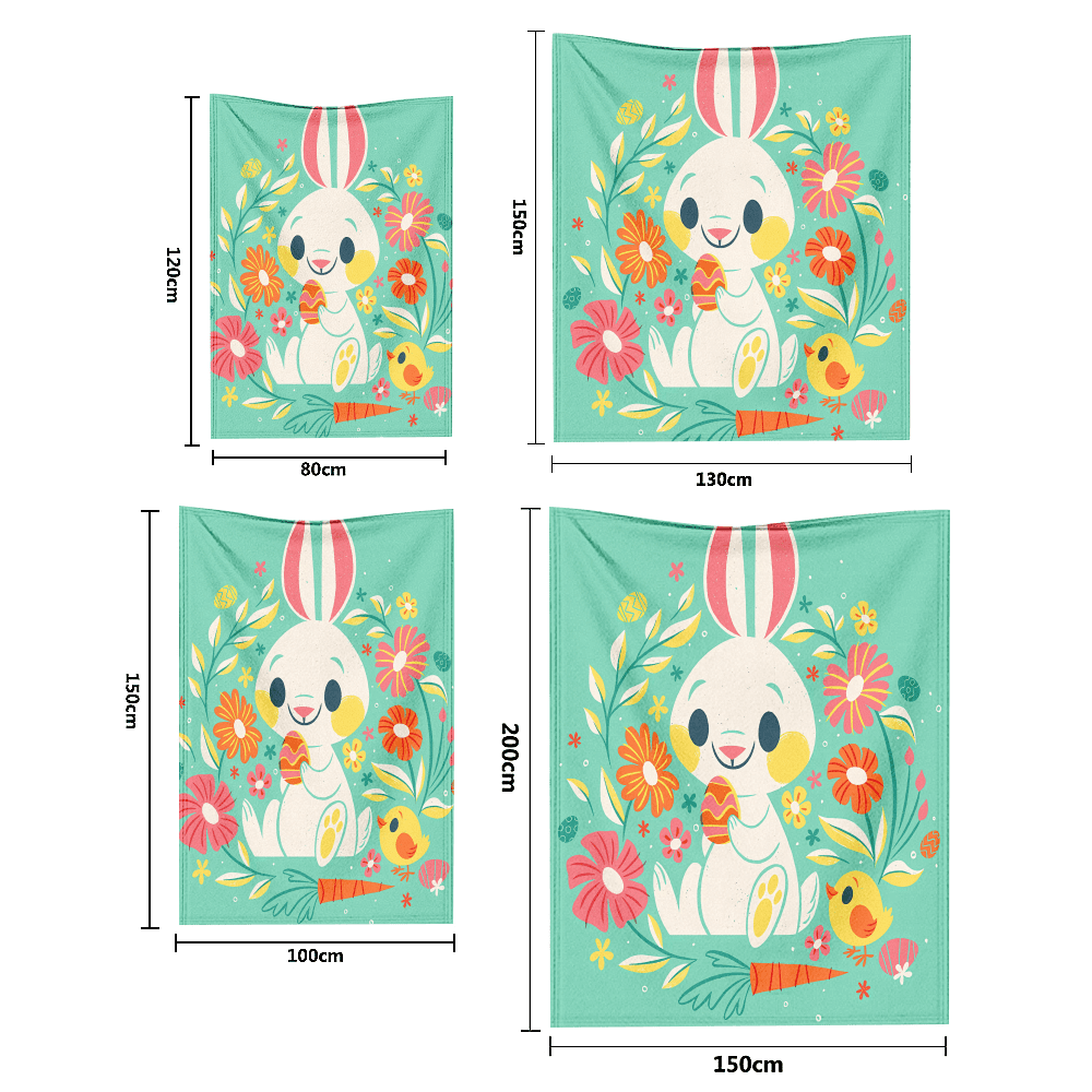 Easter Bunny Eggs Throws Blanket For Office, Bed, Sofa Warm Comfortable Bed Blanket Greetings