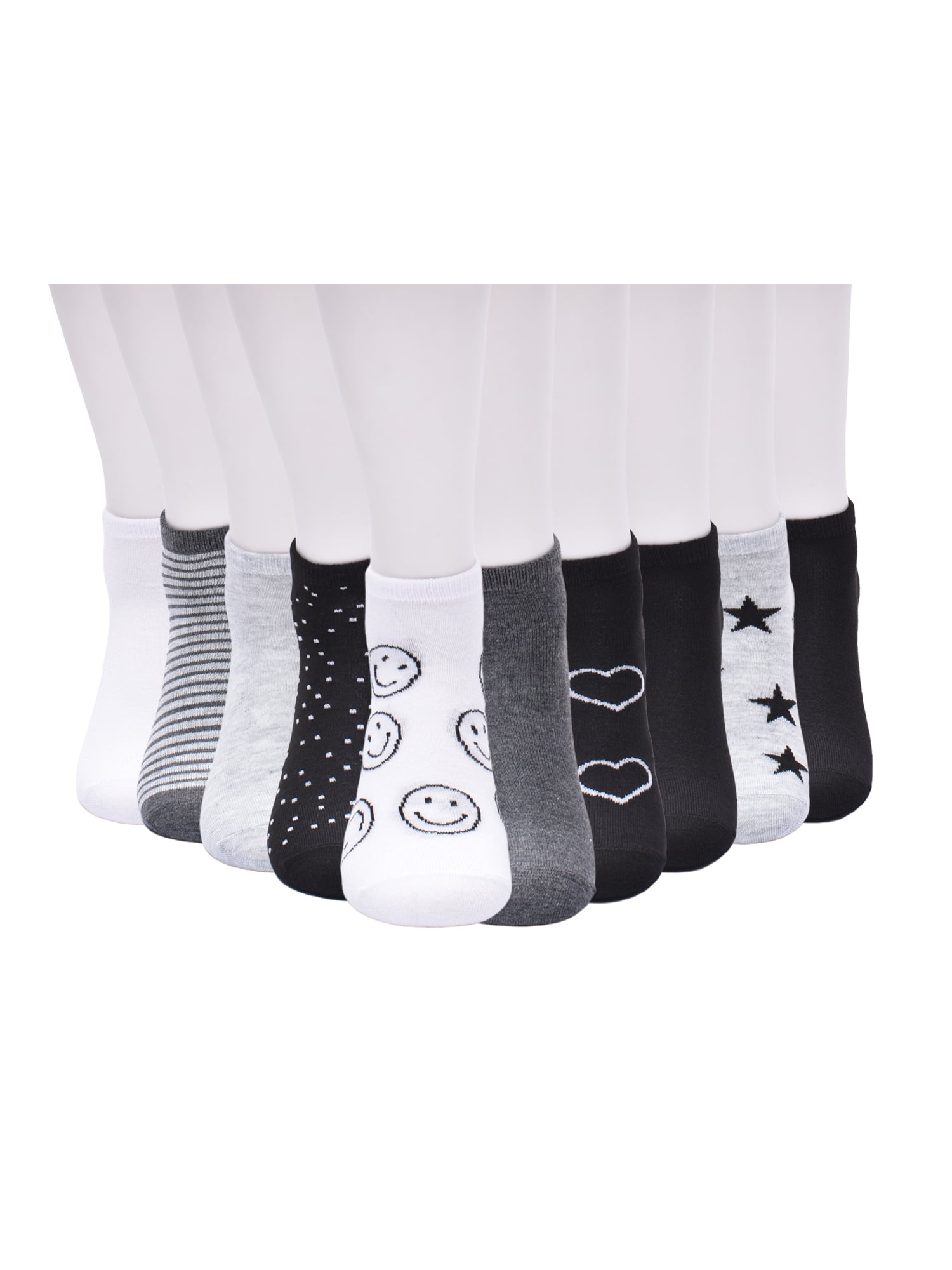 No Boundaries Womens Low-Cut Socks, 10-Pack, Sock Sizes 4-10