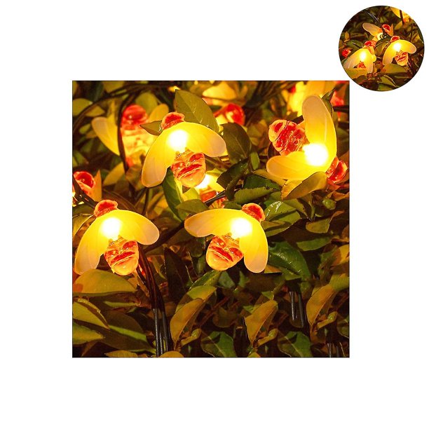 Lichterkette solar Aussen, 30 Led Bienen Lichterkette 2 Modi Solar Lichterkette