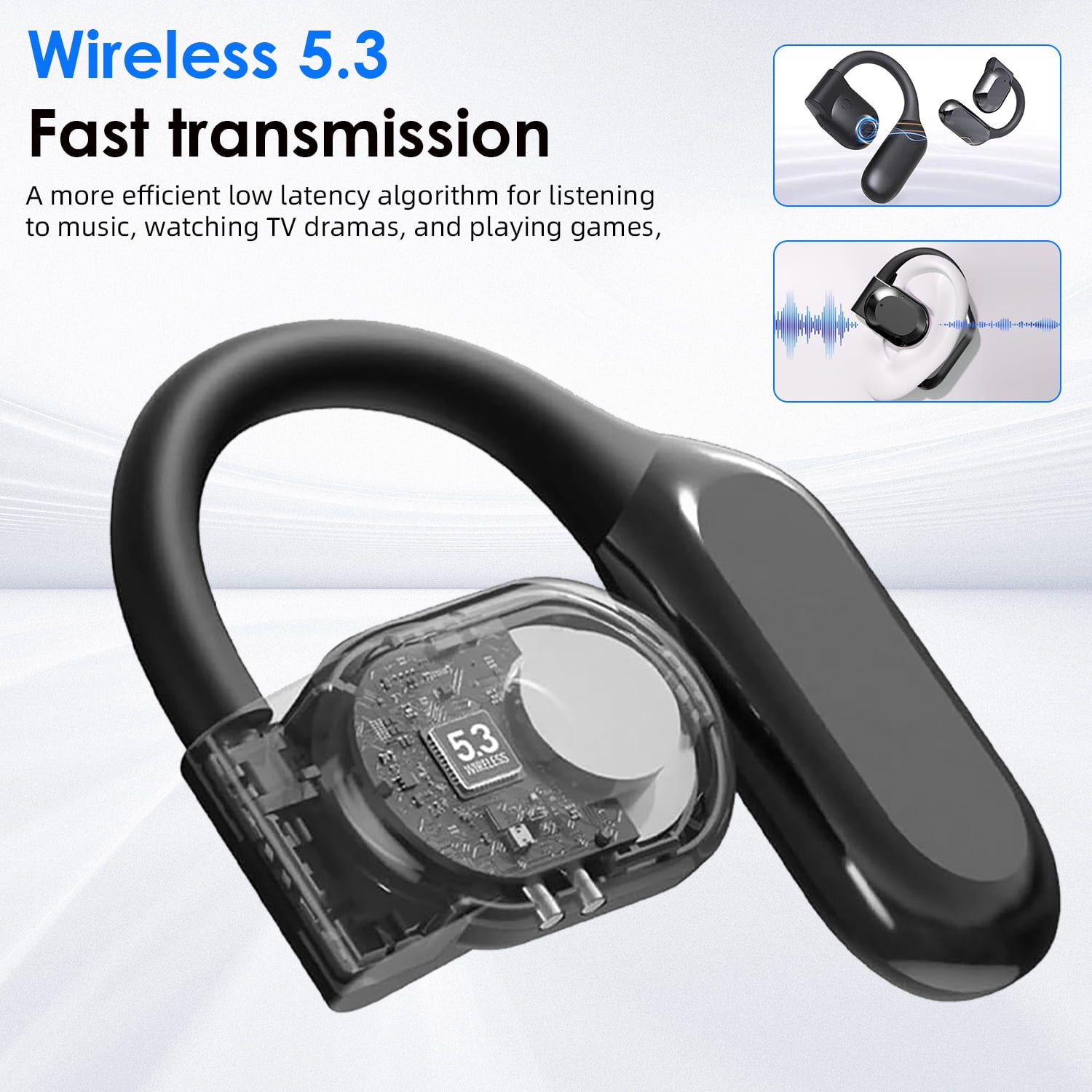 2025 New AI Real Time Language Translator Earbuds Open Ear AI Translation Earbuds Translation Pods Translator Earbuds for Android iOS, 144 Languages Translator Pods for iOS & Android (2pcs Black)