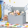 thumbnail image 2 of Costway Kids Toy Box Wooden Flip-top Storage Chest Bench W/ Cushion Safety Hinge Gray, 2 of 12