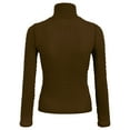 thumbnail image 6 of felwors Women's Cream Textured Long Sleeve Turtleneck Top - Fitted Casual Basic Shirt for Daily & Office Wear Coffee, S, 6 of 6