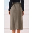 thumbnail image 3 of DARING DIVA Women's Vintage Fall Slit Office Work Skirts with Belt Medium Brown, 3 of 5