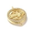 thumbnail image 2 of Brass Pave Clear Cubic Zirconia Saint Benedict Connector Charms Cadmium Free Lead Free Flat Round Links Real 16K Gold Plated 16x21x4mm Hole: 1.2mm, 2 of 3