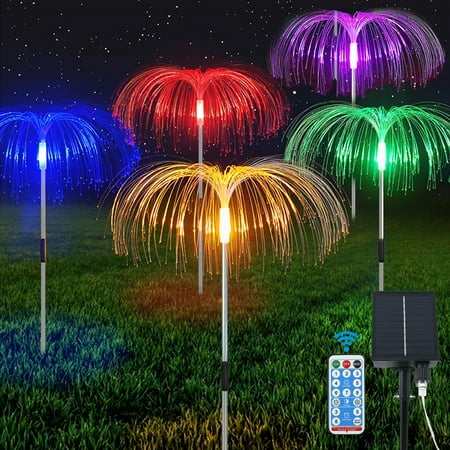

Lieonvis Solar Garden Light Jellyfish-shaped 5LED 7 Colors Changing Flowers Lamp Ornaments Light IP44 Waterproof Pathway String Light for Outdoor Terrace Street Path Courtyard Decoration