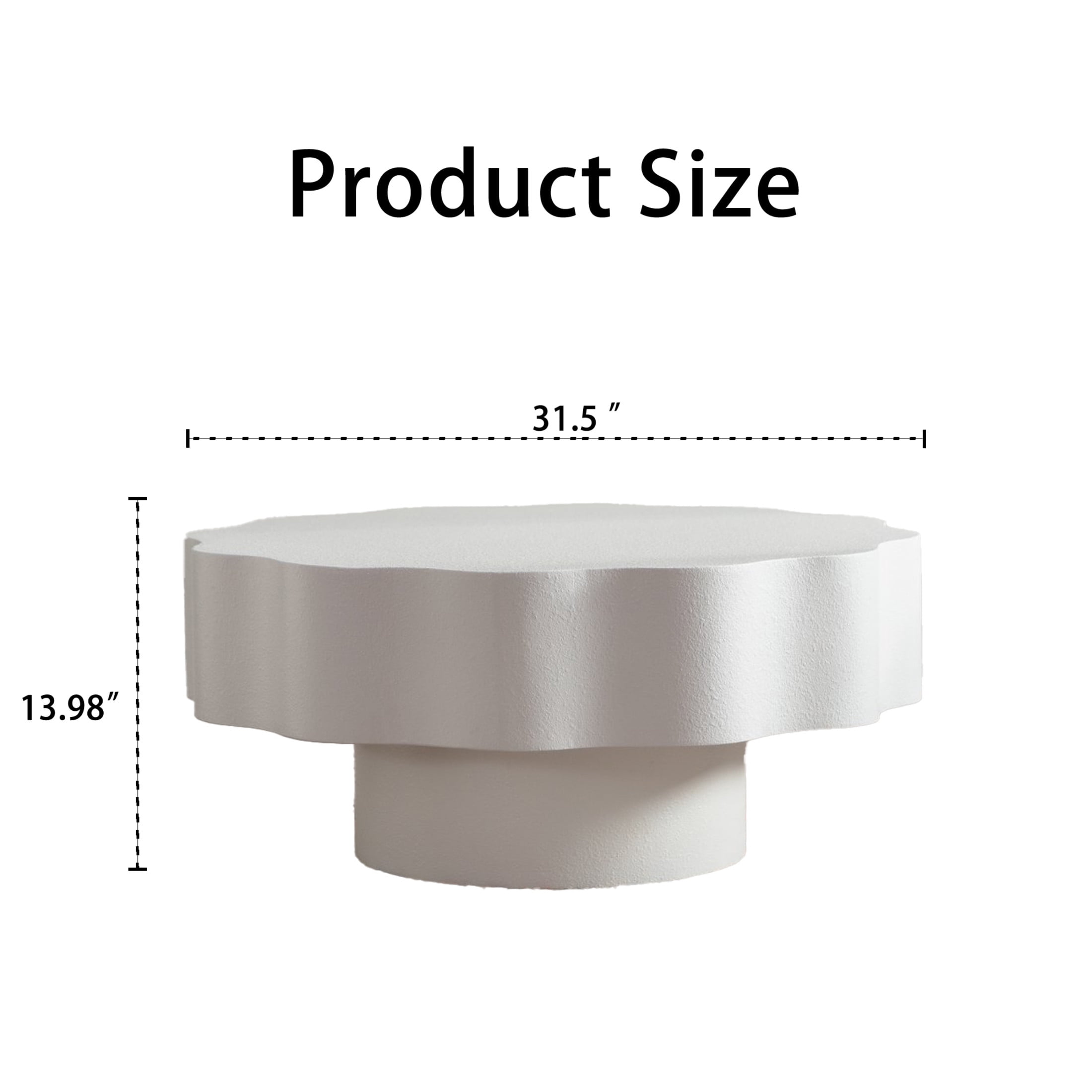 Noble House Rostin 31.5" Scalloped Coffee Table, Modern Wave-Edge Round Accent Table for Stylish Spaces, Cream White
