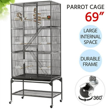 Renwick 69" H Extra Large Rolling Bird Cage with Detachable Stand, Black