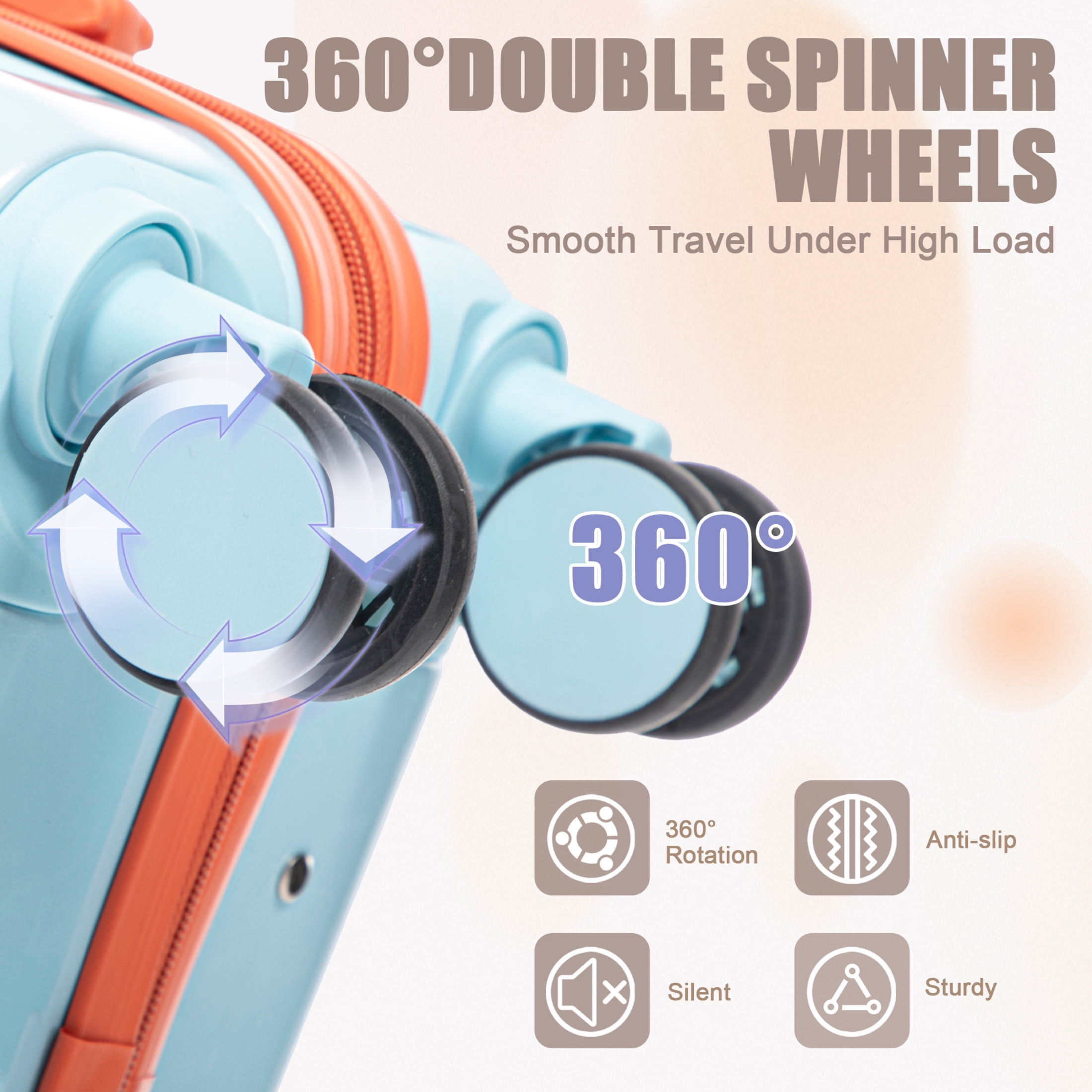 Noble House Vance 20"/14" Hardshell Spinner Luggage Set, Carry-On Suitcase and Cosmetic Case, Blue & Red, Set of 2