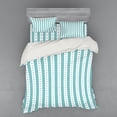 thumbnail image 2 of Turquoise Duvet Cover Set, Dots Rounds and Stipes with Thick Borders Vintage Retro Textured Image, Bedding Set with Shams and Fitted Sheet, 3 Sizes, by Ambesonne, 2 of 3